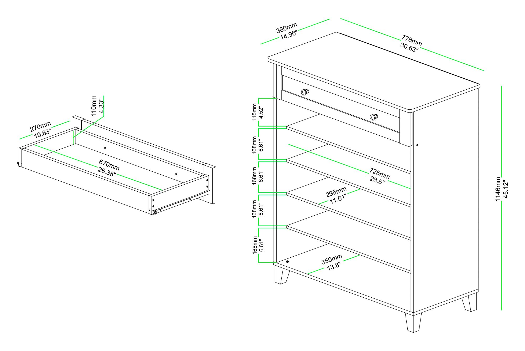 Glidden 30 1/2" Wide Oak Brown 1-Drawer Shoe Storage Cabinet