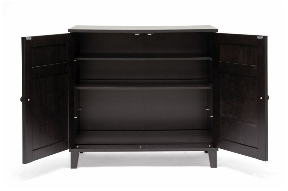 Image 4 Glidden Dark Brown Wood 28 1/4" High Modern Shoe Cabinet more views