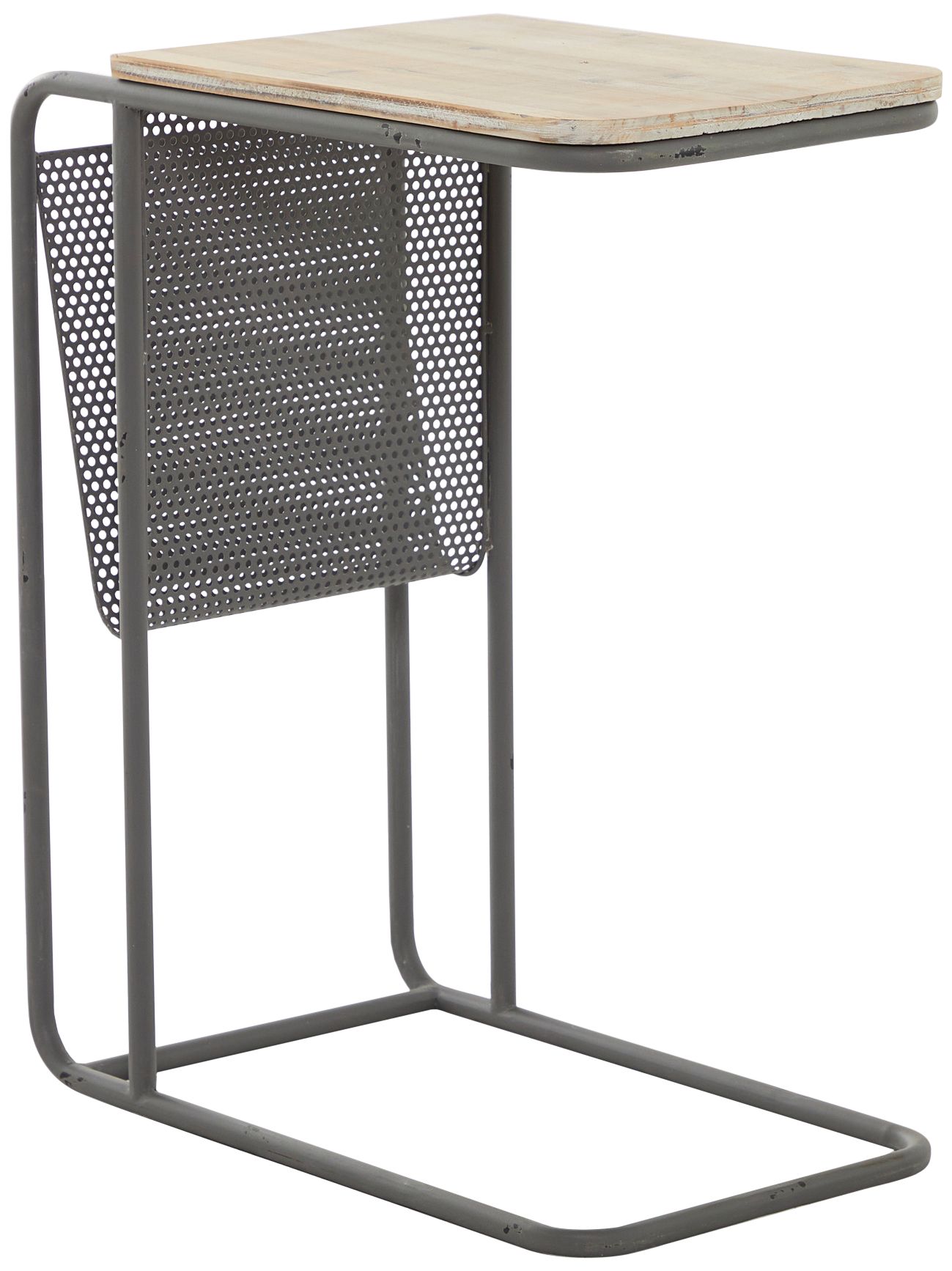 Image 2 Glider 20" Wide Brown Wood Gray Metal Accent Table