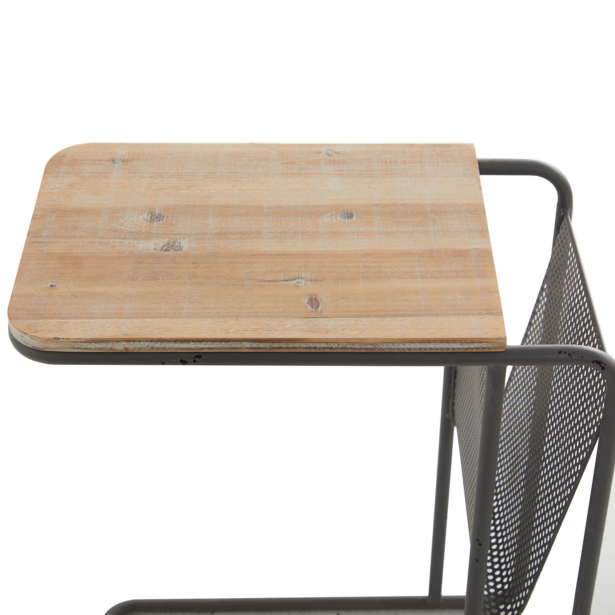 Image 3 Glider 20" Wide Brown Wood Gray Metal Accent Table more views