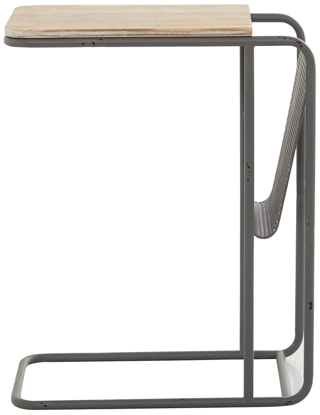 Glider 20" Wide Brown Wood Gray Metal Accent Table