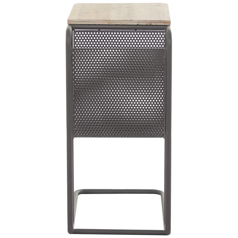 Image 6 Glider 20 inch Wide Brown Wood Gray Metal Accent Table more views