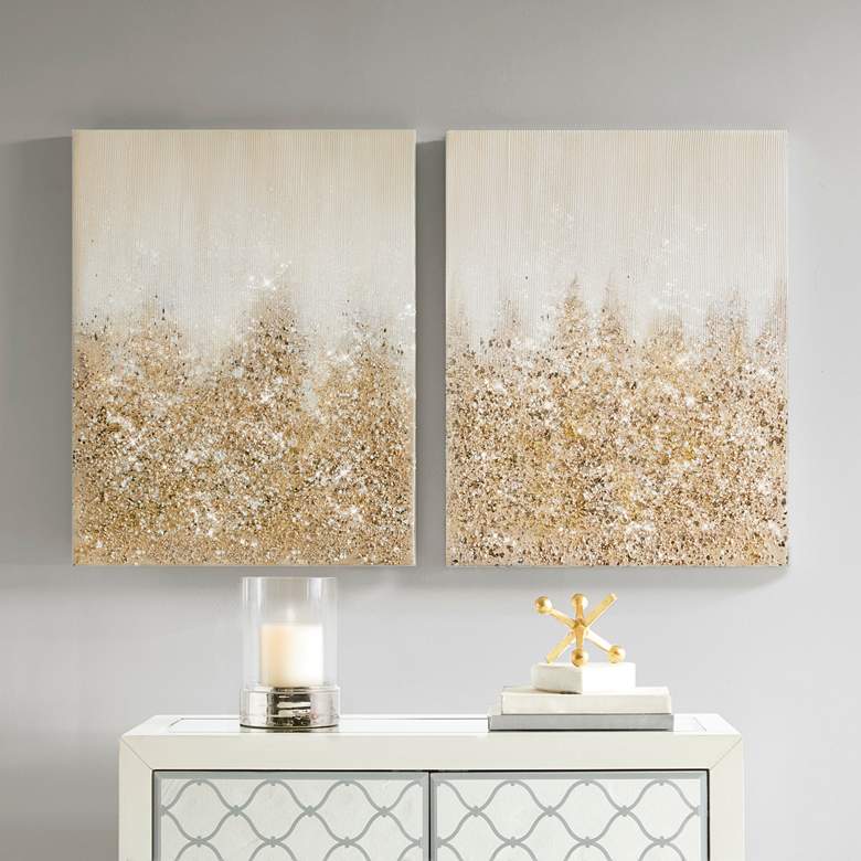 Image 7 Glimmer 28" High 2-Piece Canvas Wall Art Set more views