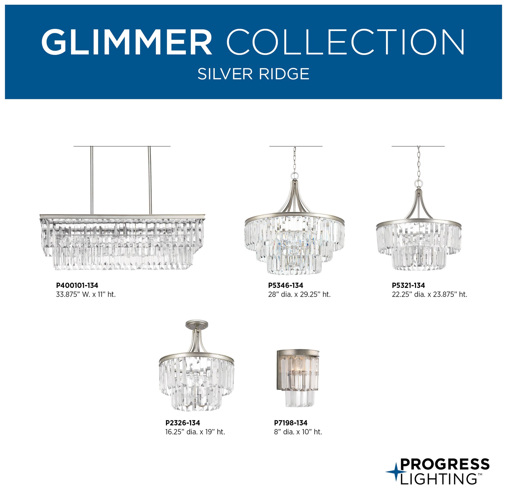 Glimmer Collection Five-Light Clear Glass Pendant Light