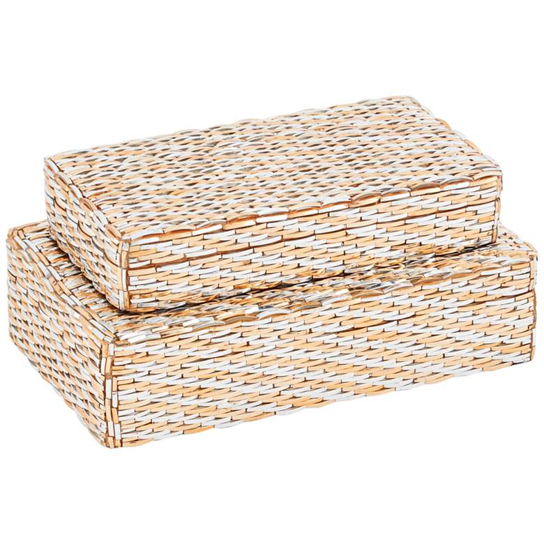 Glimmer Gold Silver Rectangular Decorative Boxes Set of 2