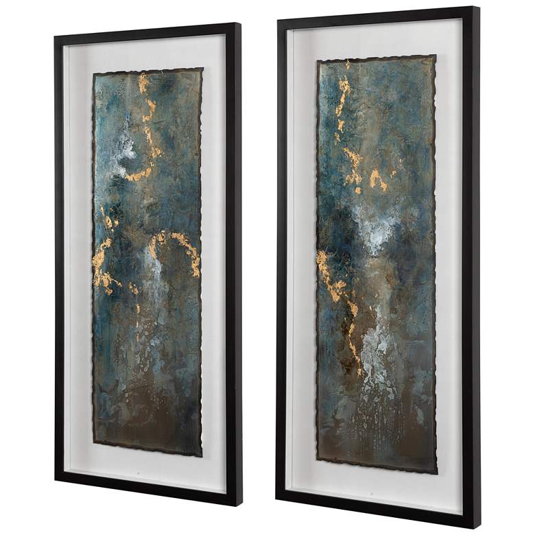 Image 5 Glimmering Agate 43 1/2 inch High 2-Piece Framed Wall Art Set more views