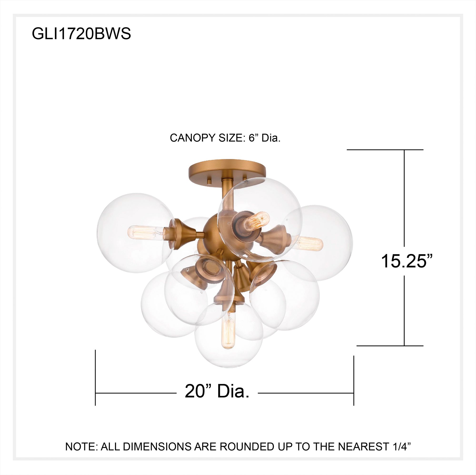 Glinda 20"W Brushed Weathered Brass 5-Light Ceiling Light