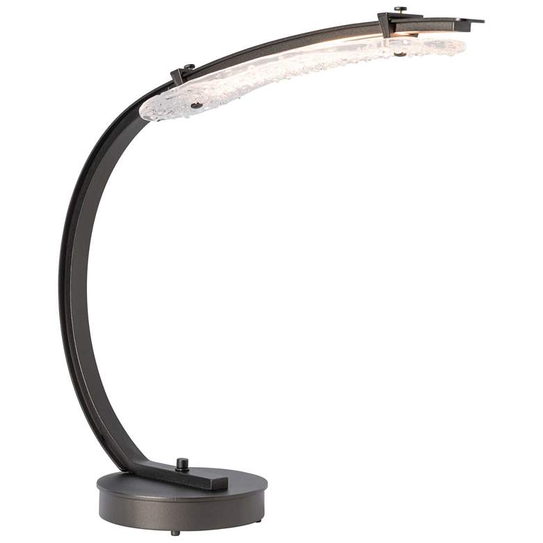 Image 1 Glissade 22.4" High Oiled Bronze LED Table Lamp w/ Textured Glass Shad