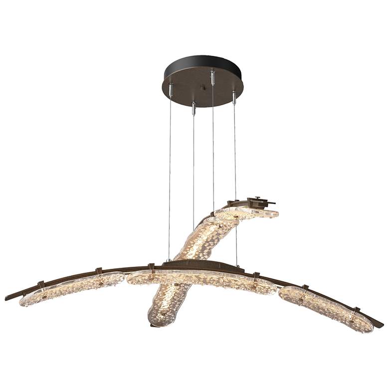 Image 1 Glissade 43.5" Wide Bronze Large Standard LED Double Pendant w/ Clear