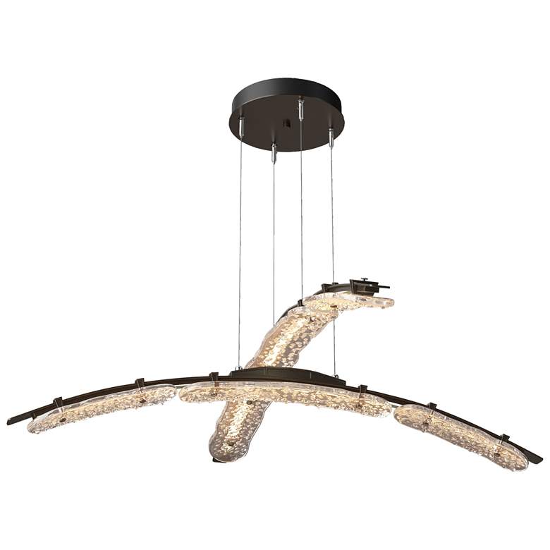 Image 1 Glissade 43.5"W Oiled Bronze Large LED Double Pendant w/ Clear Shade