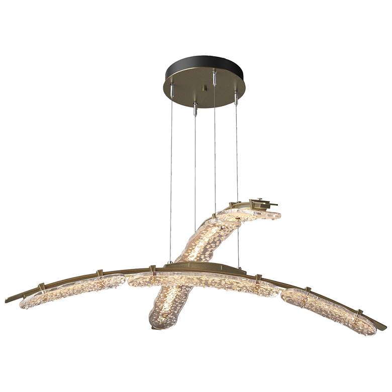 Image 1 Glissade 43.5"W Soft Gold Large Standard LED Double Pendant w/ Clear S