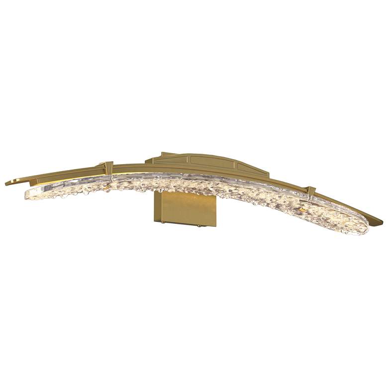 Image 1 Glissade 5" High Modern Brass LED Bath Sconce With Clear Glass Shade