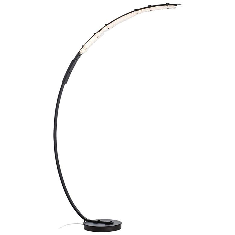 Glissade 80" High Black Arc LED Floor Lamp With Clear Glass Shade ...