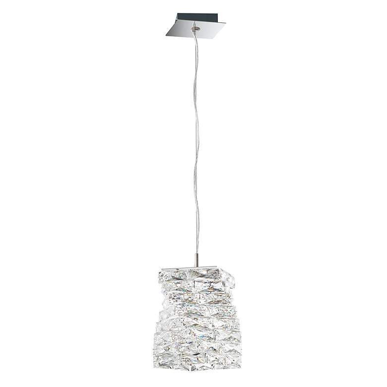 Image 2 Glissando 11.5"H x 9"W 1-Light Crystal Pendant in Polished Stainl