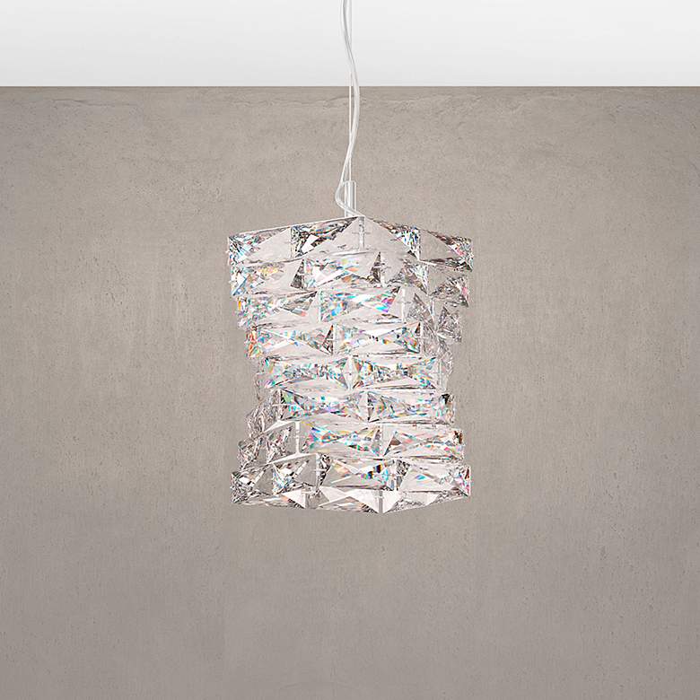 Image 1 Glissando 11.5"H x 9"W 1-Light Crystal Pendant in Polished Stainl