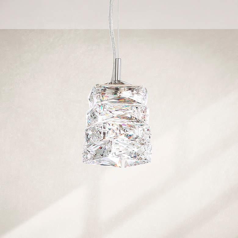 Image 1 Glissando 6.8"H x 4.8"W 1-Light Crystal Pendant in Polished Stain