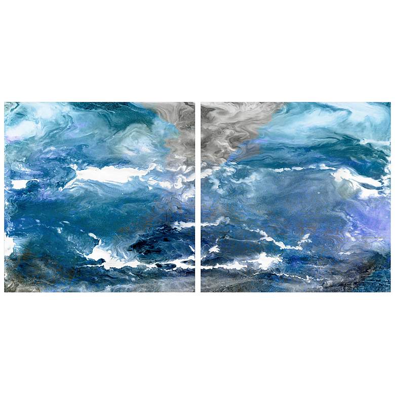 Image 2 Glistening Tide 76 inch Wide 2-Piece Glass Wall Art Set