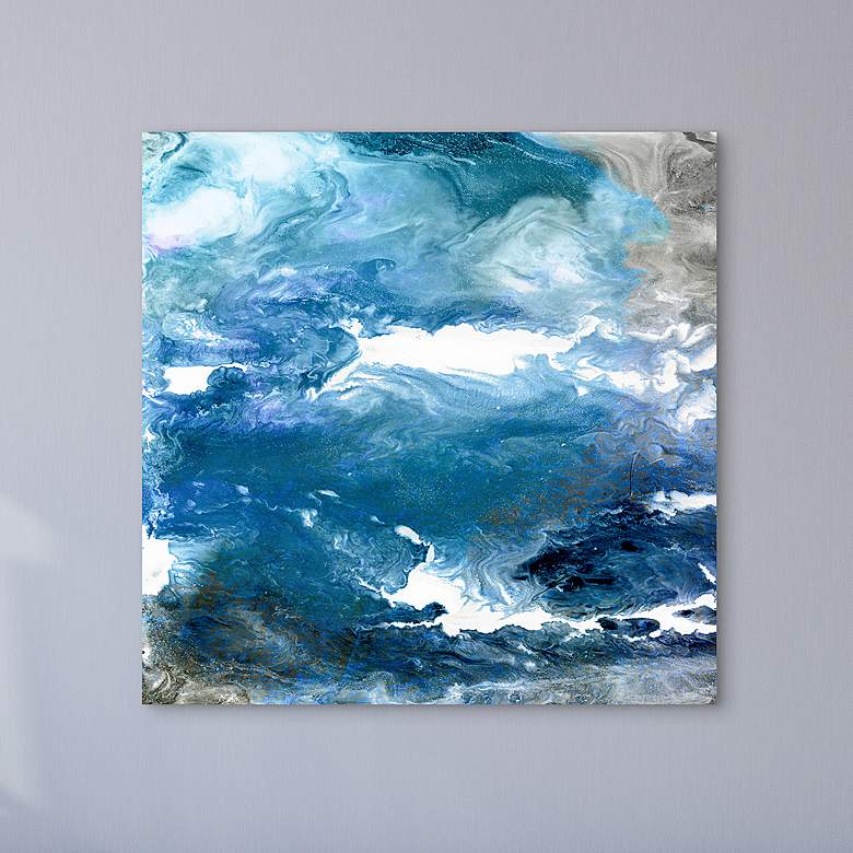 Image 1 Glistening Tide A 38 inch Square Free Floating Glass Wall Art
