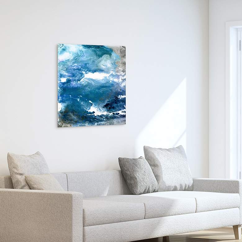 Image 5 Glistening Tide A 38 inch Square Free Floating Glass Wall Art more views
