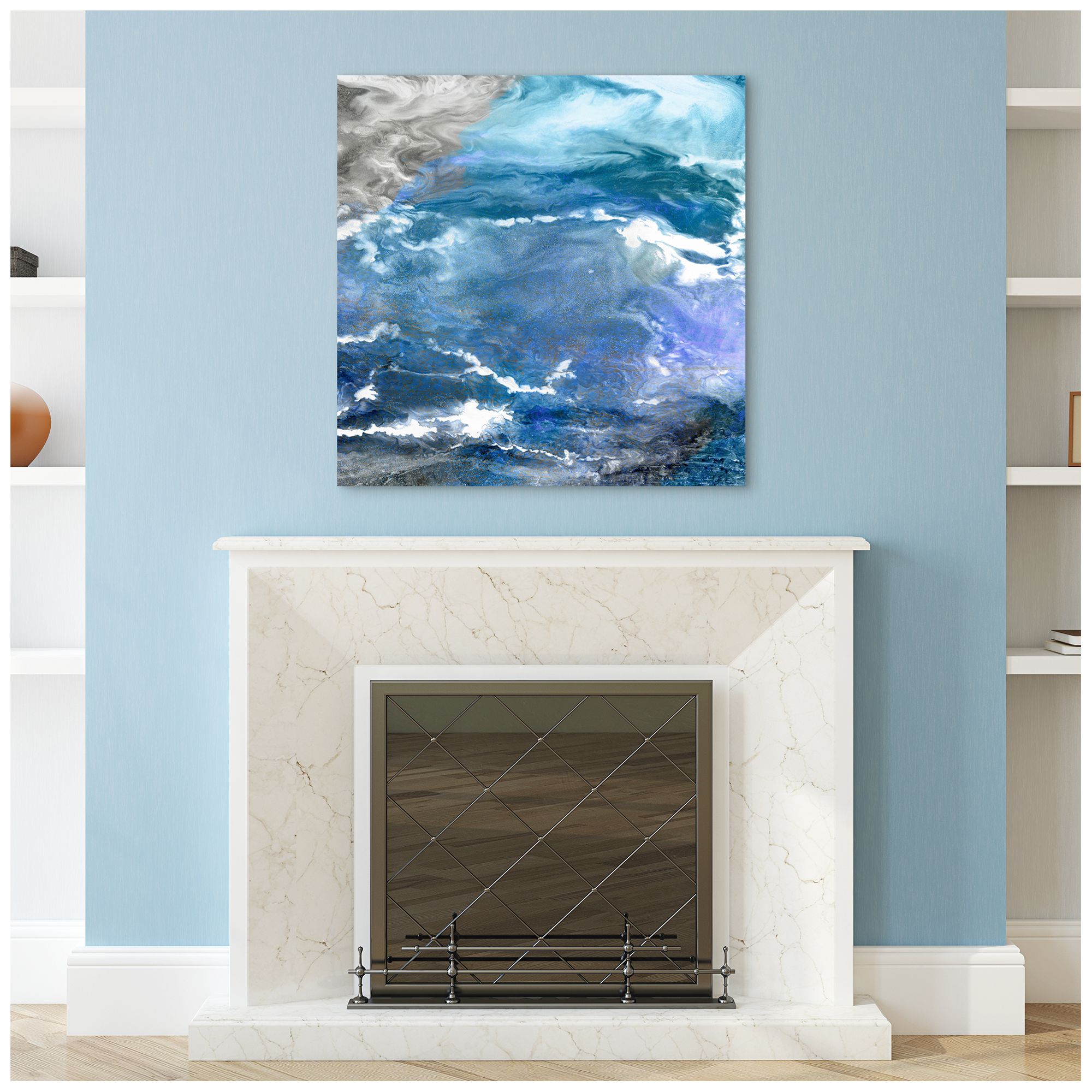 Image 4 Glistening Tide B" Frameless Free Floating Tempered Art Glass Wall Art more views