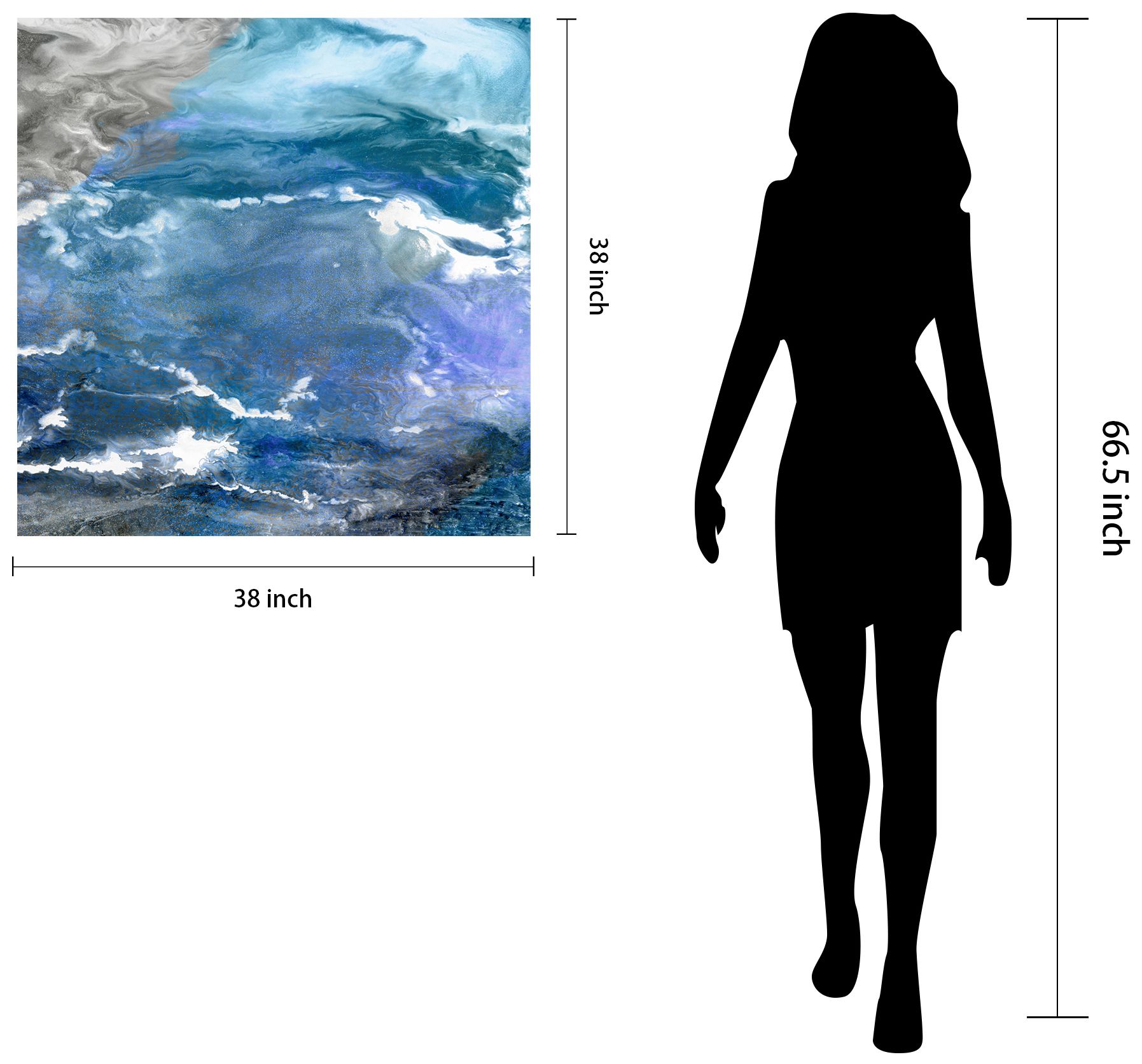 Glistening Tide B" Frameless Free Floating Tempered Art Glass Wall Art