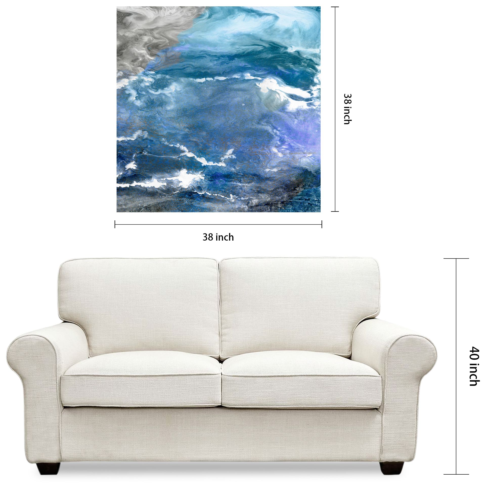 Glistening Tide B" Frameless Free Floating Tempered Art Glass Wall Art