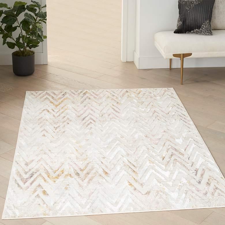 Image 1 Glitz GLZ05 5&#39;3 inchx7&#39;3 inch Multi-Colored Chevron Area Rug