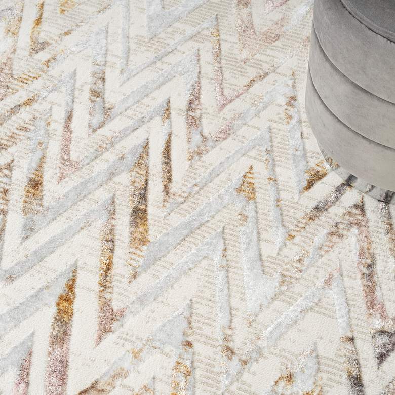 Image 5 Glitz GLZ05 5&#39;3 inchx7&#39;3 inch Multi-Colored Chevron Area Rug more views