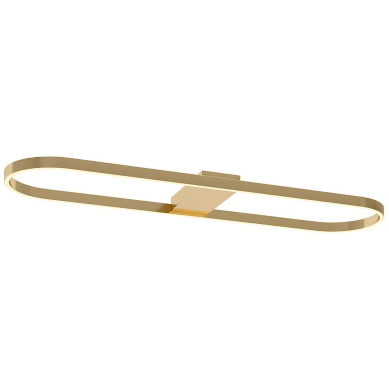 Image 1 Glo 48 inch Wide Satin Brass Metal Linear LED Ceiling Light