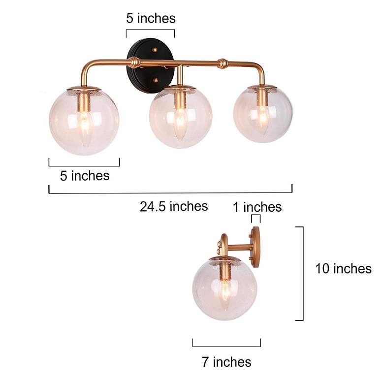Image 6 Globa 24 1/2" Wide 3-Light Gold Vanity Bath Light more views