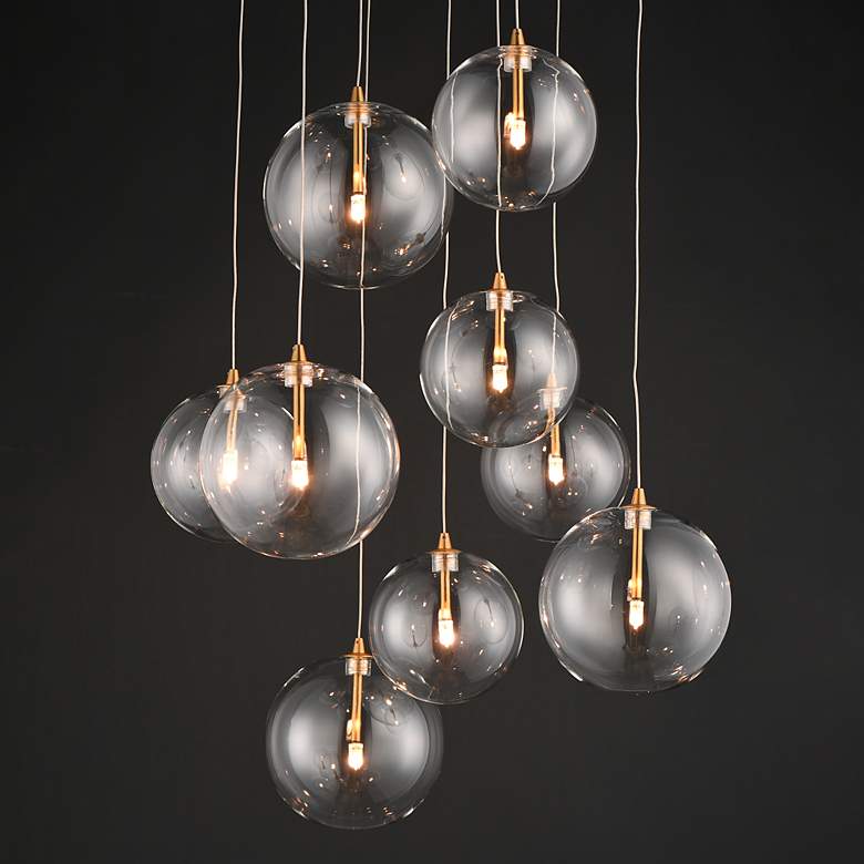 Image 3 Global 22 1/4"W Natural Aged Brass LED Multi-Light Pendant more views
