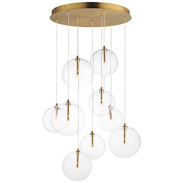 Global 22 1/4"W Natural Aged Brass LED Multi-Light Pendant