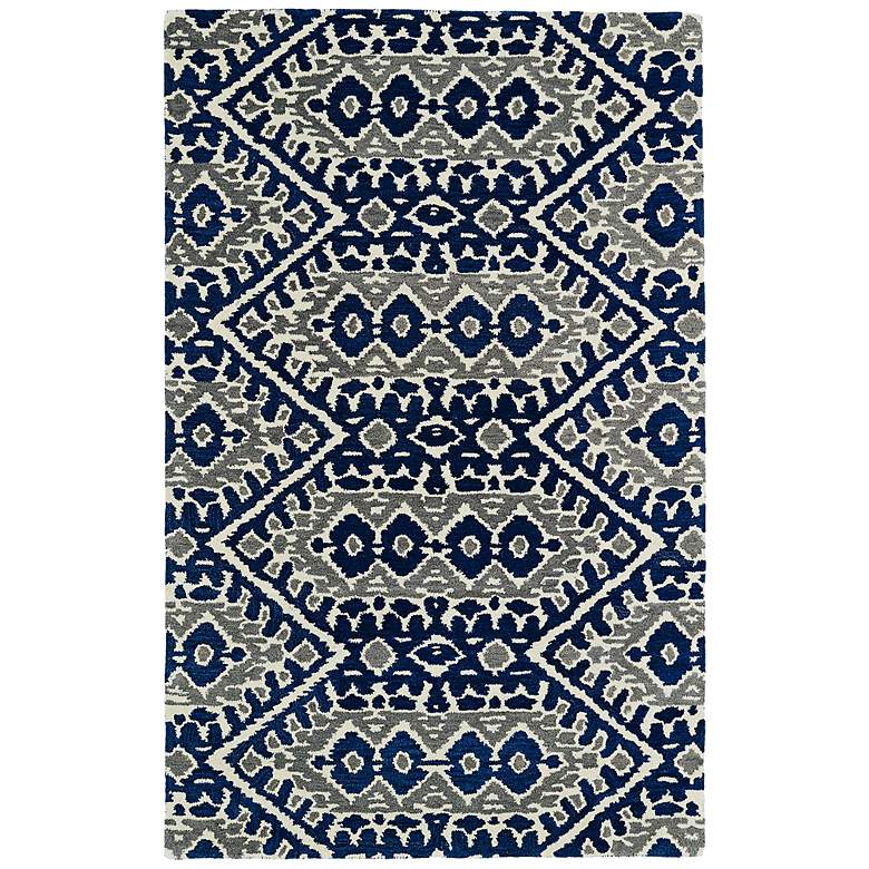 Image 1 Global Inspirations GLB01-17 5&#39;x7&#39;9 inch Blue Wool Area Rug