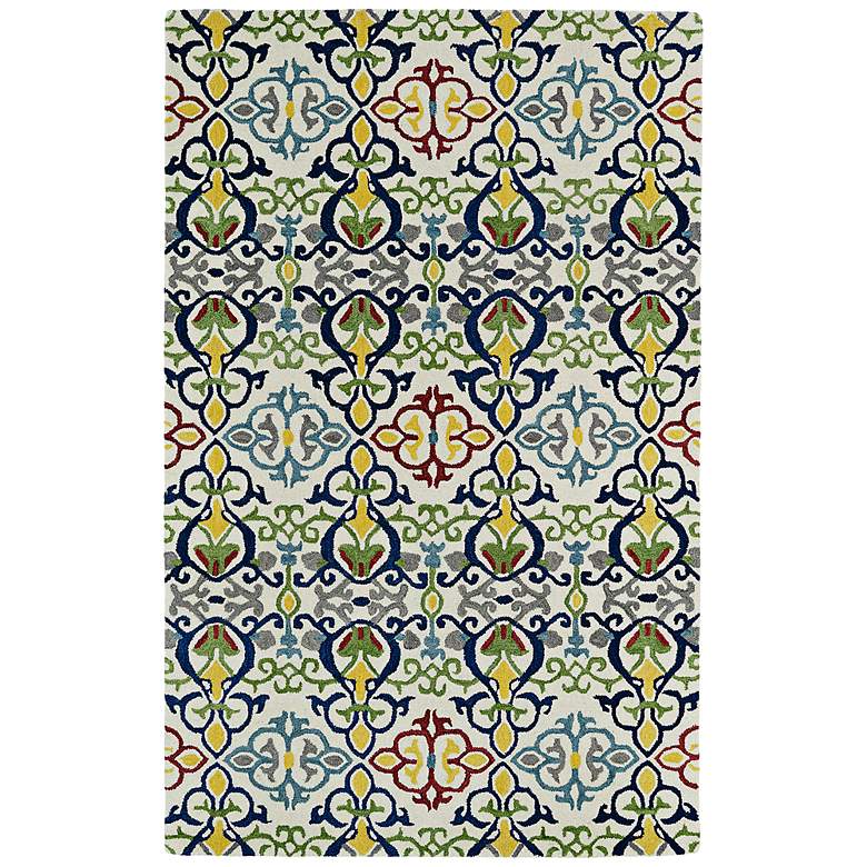 Global Inspirations GLB05-86 5&#39;x7&#39;9&quot; Yellow and Blue Rug