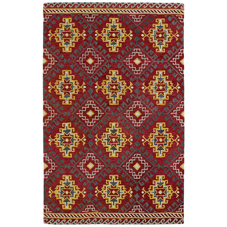 Image 1 Global Inspirations GLB07-25 5&#39;x7&#39;9 inch Deep Red Wool Area Rug