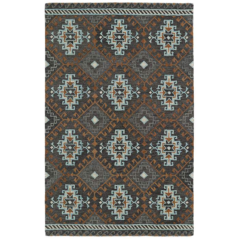 Image 1 Global Inspirations GLB07-75 5'x7'9" Dark Gray Wool Rug