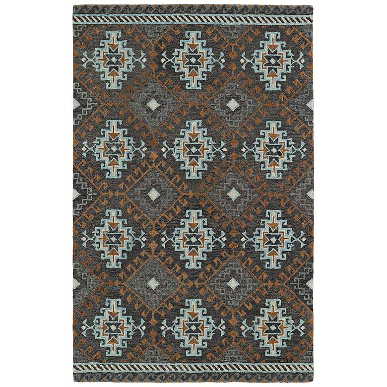 Image 2 Global Inspirations GLB07-75 5&#39;x7&#39;9 inch Dark Gray Wool Rug