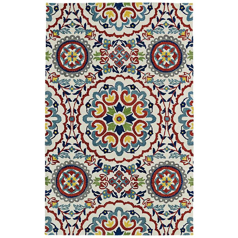 Image 1 Global Inspirations GLB08-01 5'x7'9" Gray and Red Area Rug