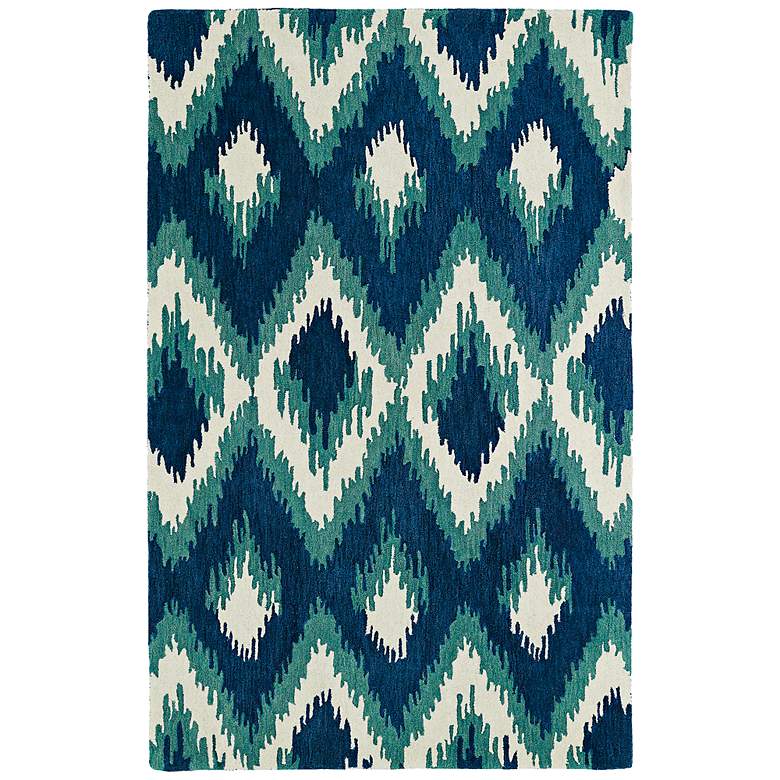 Image 1 Global Inspirations GLB10-17 5&#39;x7&#39;9 inch Blue Diamonds Wool Rug