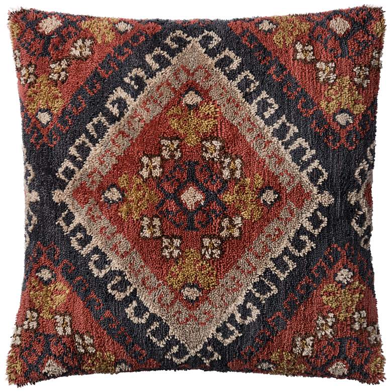 Image 1 Global Traveler Black and Orange 22 inch Square Accent Pillow