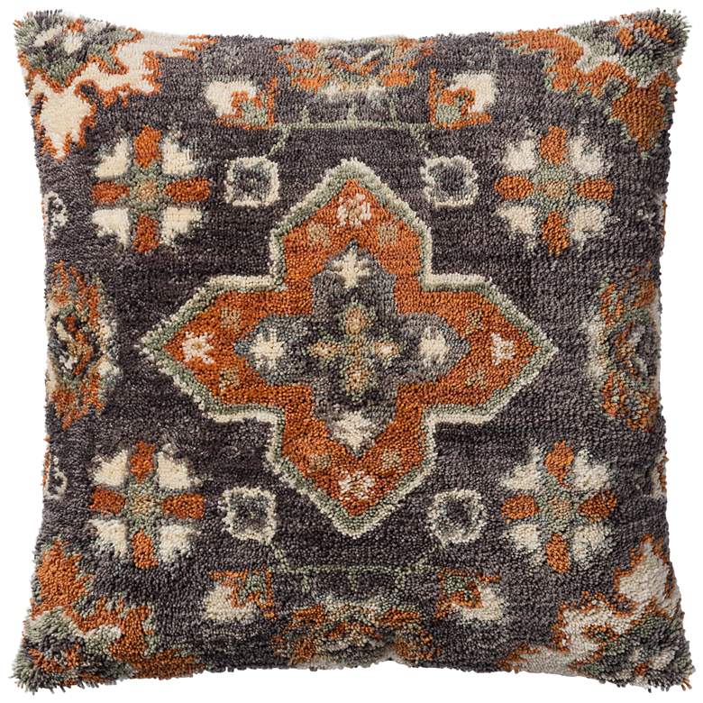 Image 1 Global Traveler Brown Flora 22 inch Square Accent Pillow
