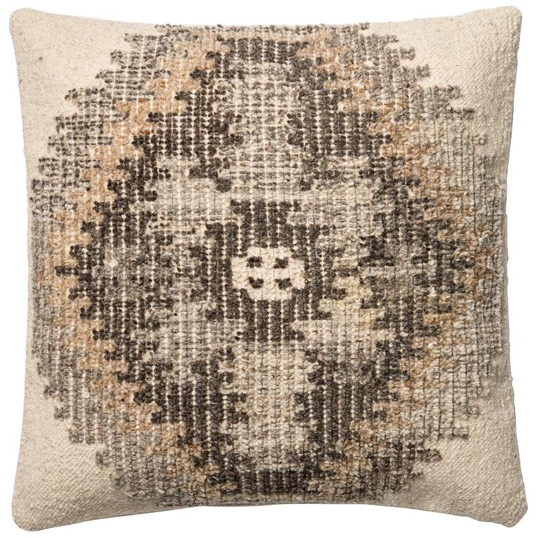 Image 1 Global Traveler Ivory Tribal 22 inch Square Accent Pillow