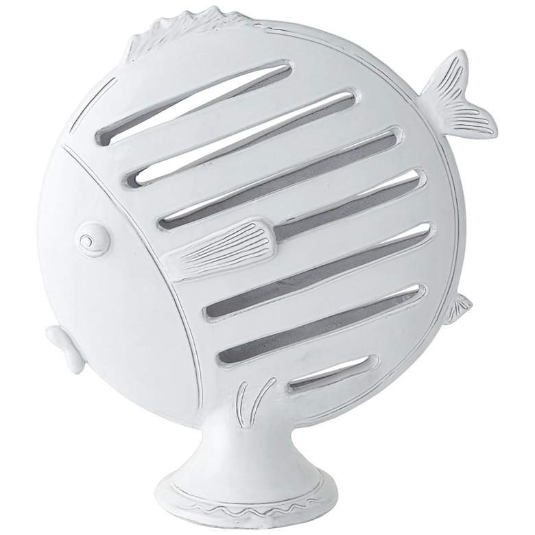 Image 1 Global Views 19 3/4" High Tropical Fish White Ceramic Table Sculpture