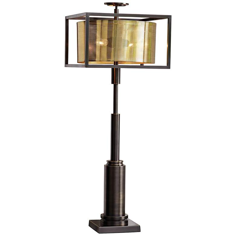 Image 1 Global Views 37 inch Brass and Bronze Industrial Modern Table Lamp