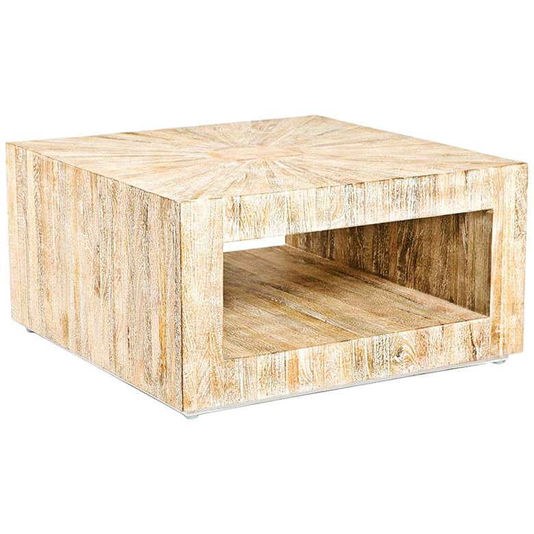 Image 1 Global Views 38" Square Oceanside White-Washed Coffee Table