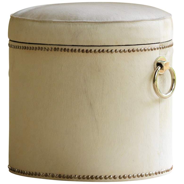 Image 1 Global Views Chalis Ivory Cowhide Leather Ring Storage Bench