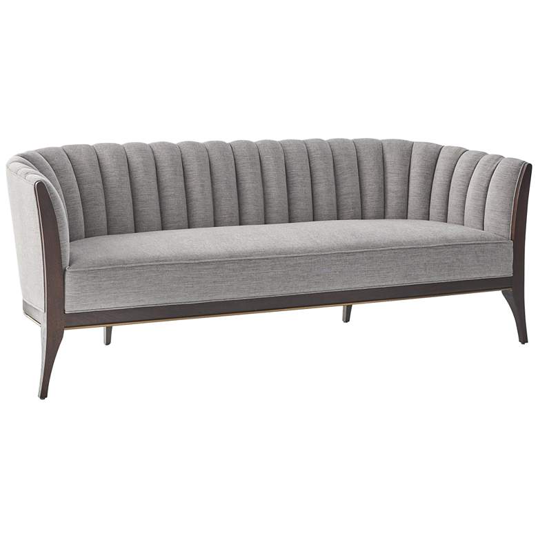 Image 1 Global Views Channel Back 80" Wide Silversmith Fabric Sofa