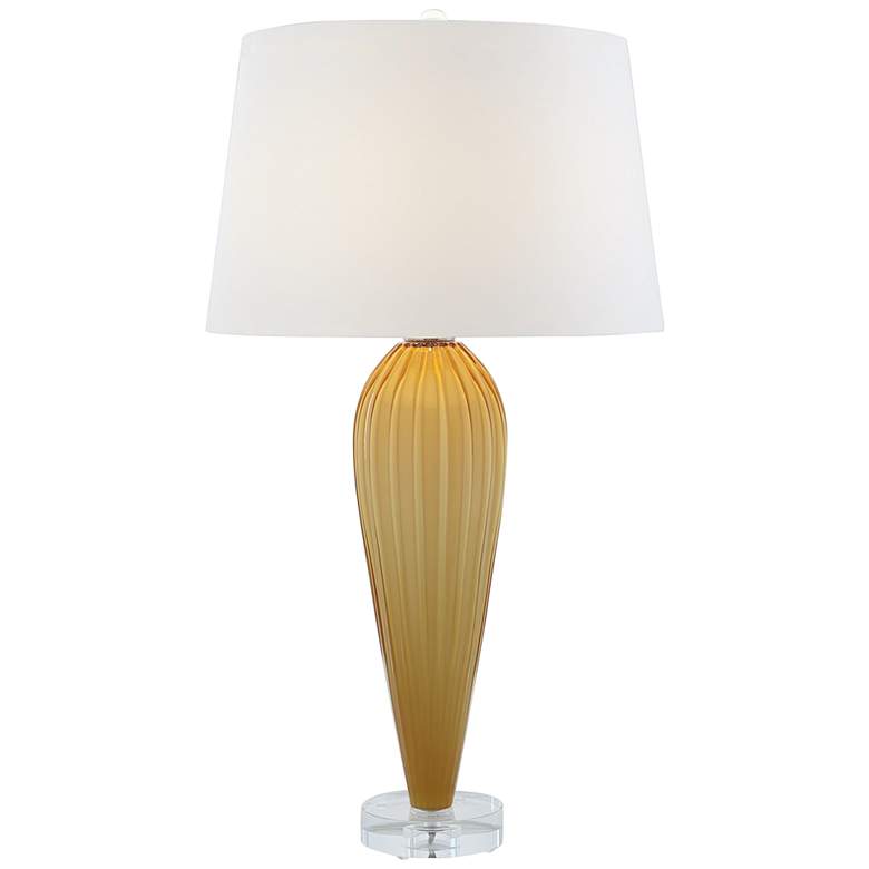 Image 2 Global Views Colette 35 1/2" Amber Glass Teardrop Modern Table Lamp