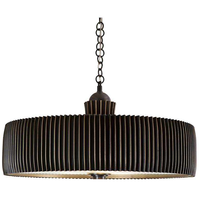 Image 2 Global Views Crimp 32" Wide Bronze Drum Pendant Light