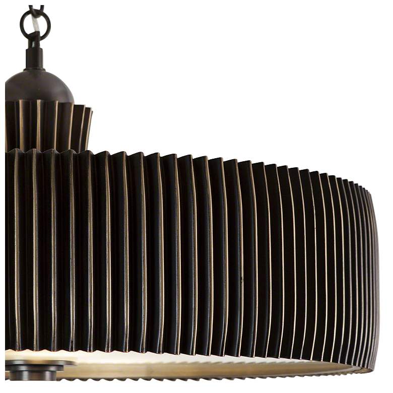 Image 3 Global Views Crimp 32" Wide Bronze Drum Pendant Light more views